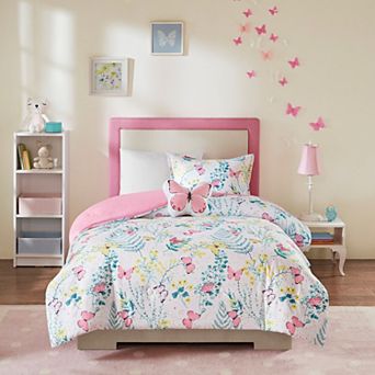 Intelligent Design Caroline Printed Butterfly Comforter Set and Throw Pillow