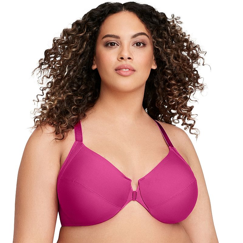Plus Size Glamorise Full-Figure Front Close Wonderwire Bra With Smoothing Back 1247, Women's, Size: 36 G, Pink