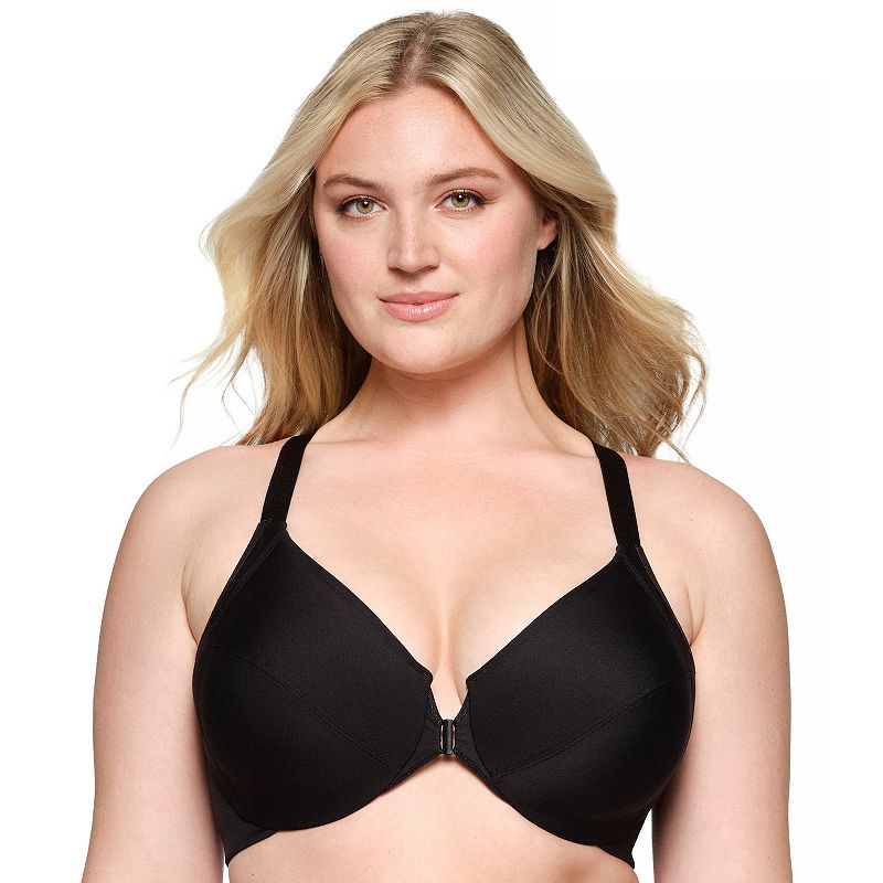 Plus Size Glamorise Full-Figure Front Close Wonderwire Bra With Smoothing Back 1247, Women's, Size: 48 G, Black