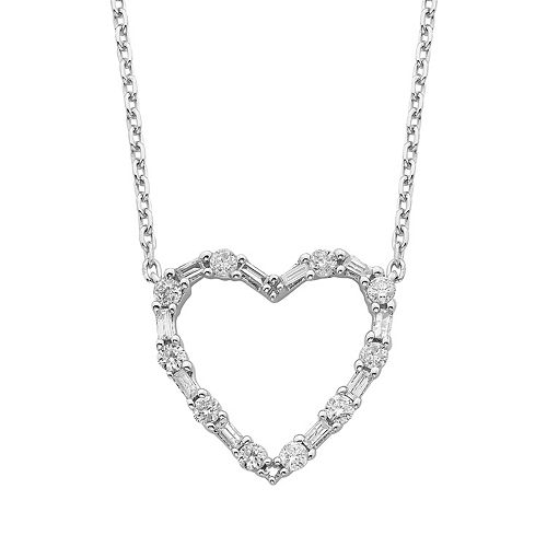 Sterling Silver 1/5 Carat T.W. Diamond Open Heart Pendant ...