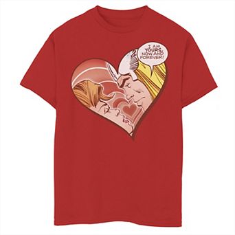 Boys 8-20 Marvel Thor Yours Forever Heart Retro Valentine Tee