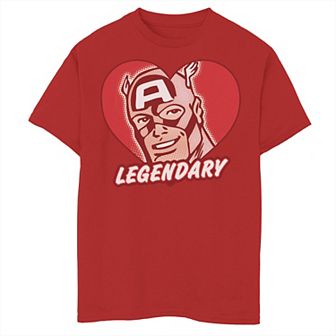 Boys 8-20 Marvel Captain America Legendary Heart Valentine Tee