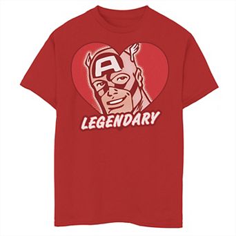 Boys 8-20 Marvel Captain America Legendary Heart Valentine Tee