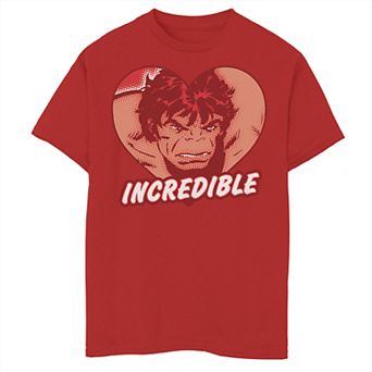 Boys 8-20 Marvel Hulk Incredible Heart Retro Valentine Tee