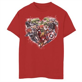 Boys 8-20 Marvel Avengers Heart Group Shot Valentine Tee