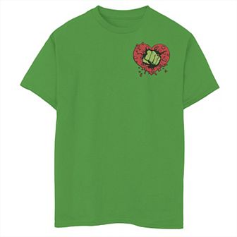 Boys 8-20 Marvel Hulk Heart Smash Left Chest Valentine Tee