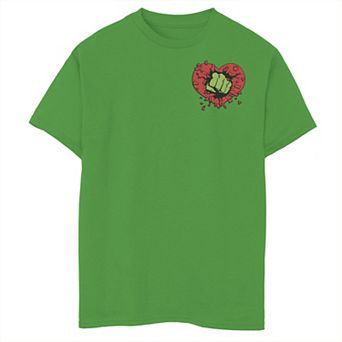 Boys 8-20 Marvel Hulk Heart Smash Left Chest Valentine Tee