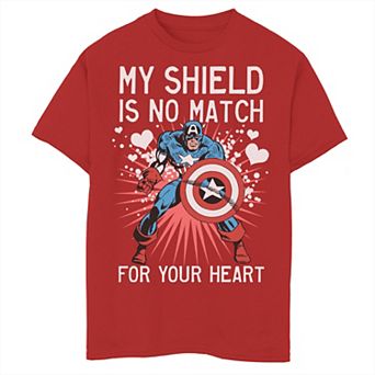Boys 8-20 Marvel Captain America Shield Heart Valentine Tee