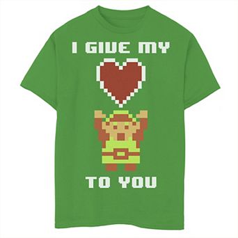 Boys 8-20 Nintendo Legend of Zelda 8 Bit Color My Heart To You Tee