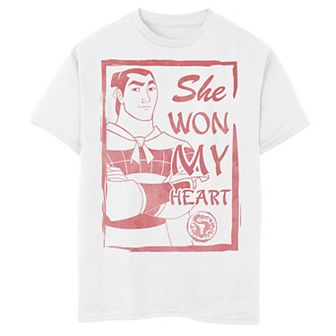 Disney's Mulan Shang Boys 8-20 She Won My Heart Poster Graphic Tee