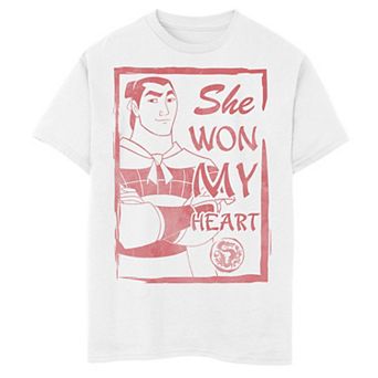 Disney's Mulan Shang Boys 8-20 She Won My Heart Poster Graphic Tee