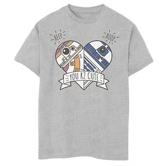 Boys 8-20 Star Wars Valentines You R2 Cute Heart Droids Tee