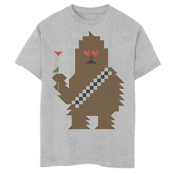 Boys 6-20 Star Wars Chewbacca 8-Bit Heart Eyes Valentine Tee