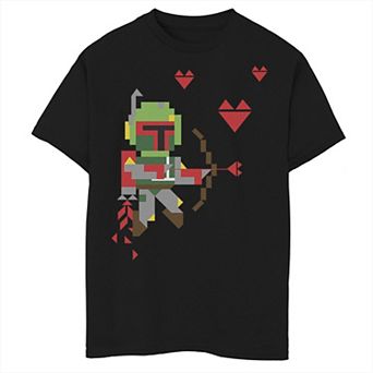 Boys 6-20 Star Wars Boba Fett 8-Bit Cupid Hearts Valentine Tee