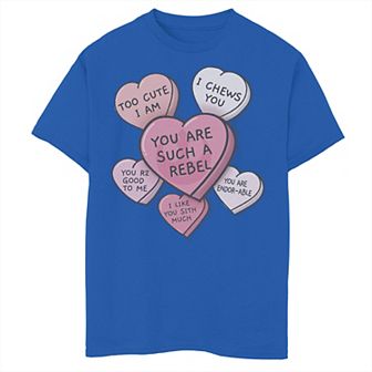 Boys 8-20 Star Wars Valentines Candy Heart Quotes Tee