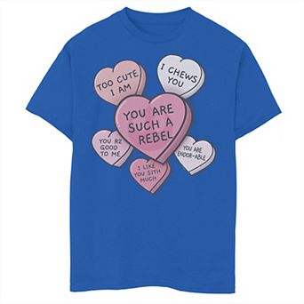 Boys 8-20 Star Wars Valentines Candy Heart Quotes Tee