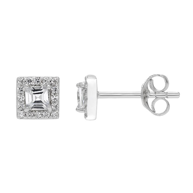 Diamond Splendor Sterling Silver Cubic Zirconia & Diamond Accent Stud Earri