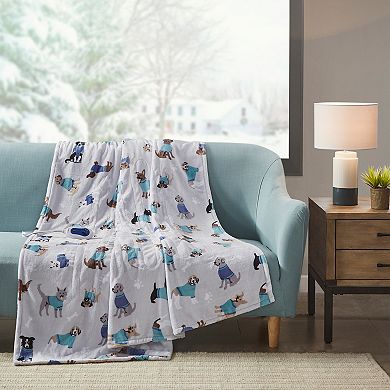 Beautyrest Oversized Plush Printed Electric Heated Throw Blanket
