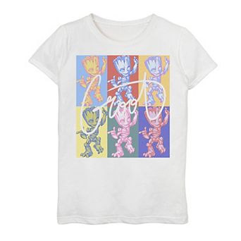 Girls 7-16 Marvel Guardians Of The Galaxy Groot Pop Art Panels Graphic Tee