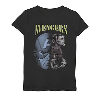 Girls 7-16 Marvel Avengers Faded Group Shot Portrait Graphic Tee