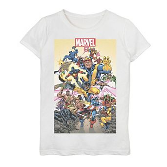 Girls 7-16 Marvel D23 Exclusive Action Pose Collage Poster Graphic Tee