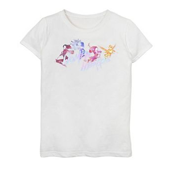 Girls 7-16 Marvel Group Shot Silhouette Watercolor Poster Tee