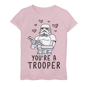 Girls 7-16 Star Wars You're A Trooper Floating Hearts Graphic Tee