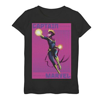 Girls 7-16 Marvel Captain Marvel Halftone Pop Art Poster Graphic Tee