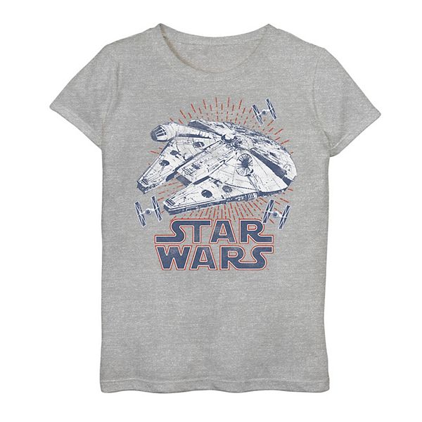 Girls 7-16 Star Wars Falcon Logo 4th Of July Fireworks Graphic Tee