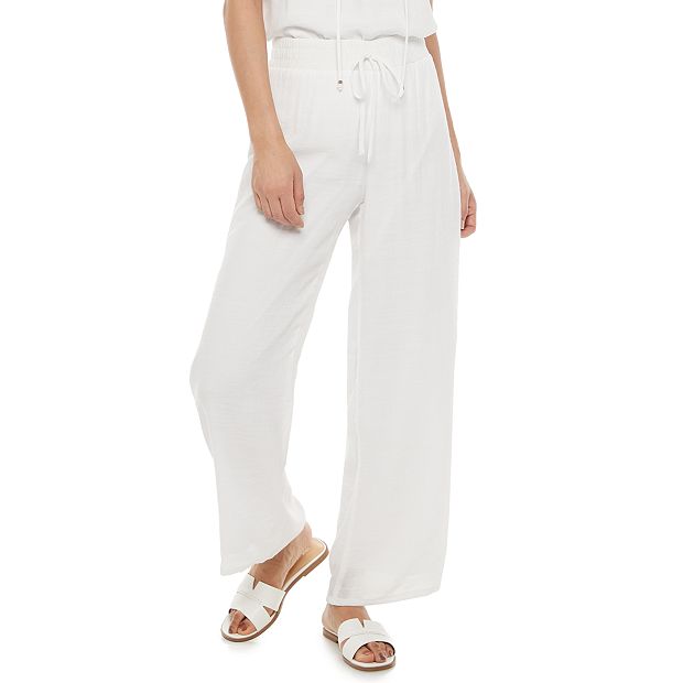 パンツ BARROW Women Straight Pants 034076 WHITE Women's Croft & Barrow® Wide-Leg Pants