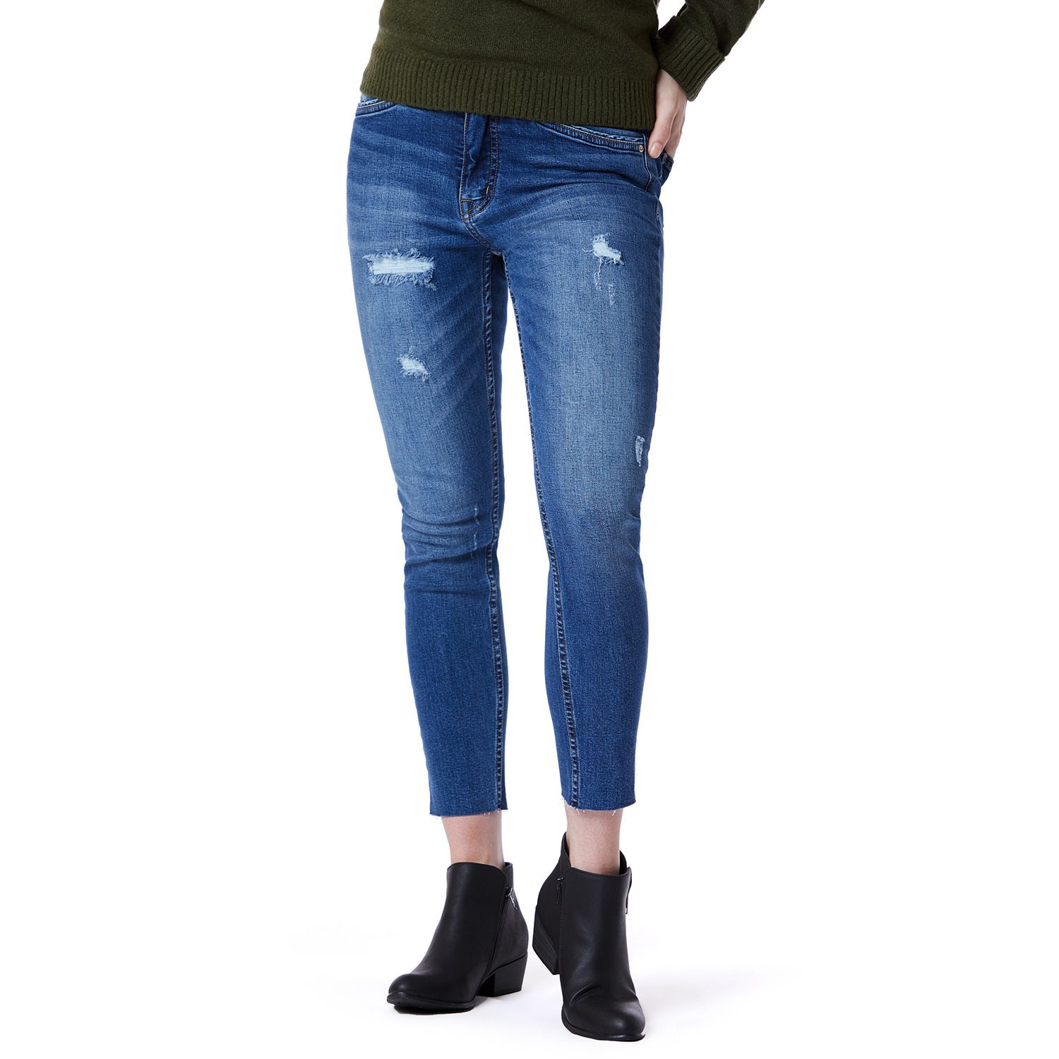 black ripped straight leg jeans