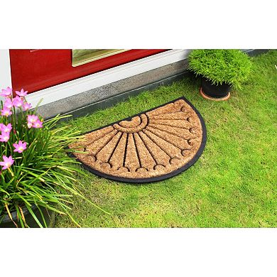 RugSmith Natural Moulded Rubber Coir Half-round Doormat