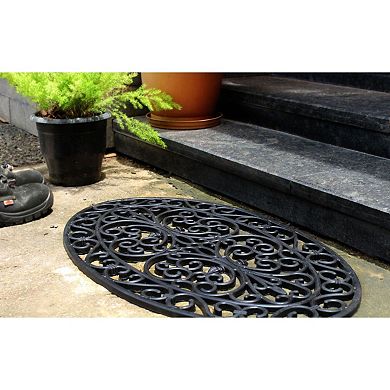 RugSmith Moulded Oval Trellis Rubber Doormat
