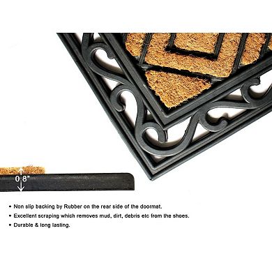 RugSmith Natural Moulded Rubber Coir Diamond Doormat