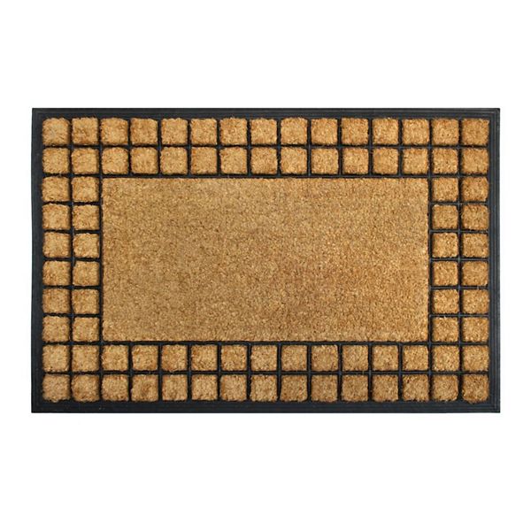 Rugsmith Natural Moulded Rubber Coir Checkered Doormat