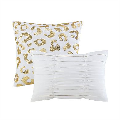 Intelligent Design Serena Metallic Animal Printed Duvet Cover Set with Coordinating Pillows