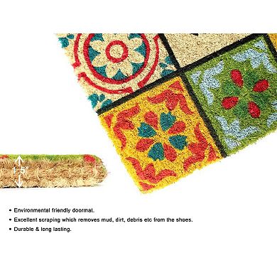 RugSmith Bleah Handloom Woven & Printed Welcome Folk Tile Doormat