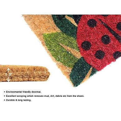 RugSmith Handloom Woven & Printed Ladybug Coir Doormat