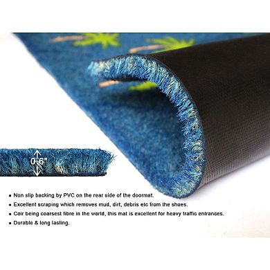 RugSmith Machine Tufted Palm Tree Graphic Coir Doormat