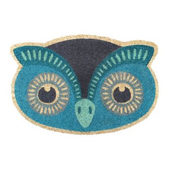 RugSmith Machine Tufted Blue Owl Coir Doormat