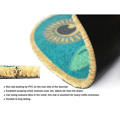 RugSmith Machine Tufted Blue Owl Coir Doormat