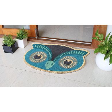 RugSmith Machine Tufted Blue Owl Coir Doormat