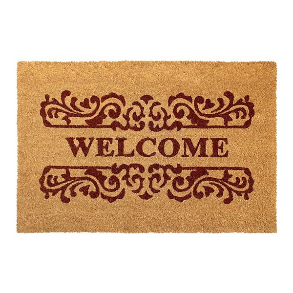 RugSmith Red Machine Tufted Baby It's Cold Outside Coir Doormat