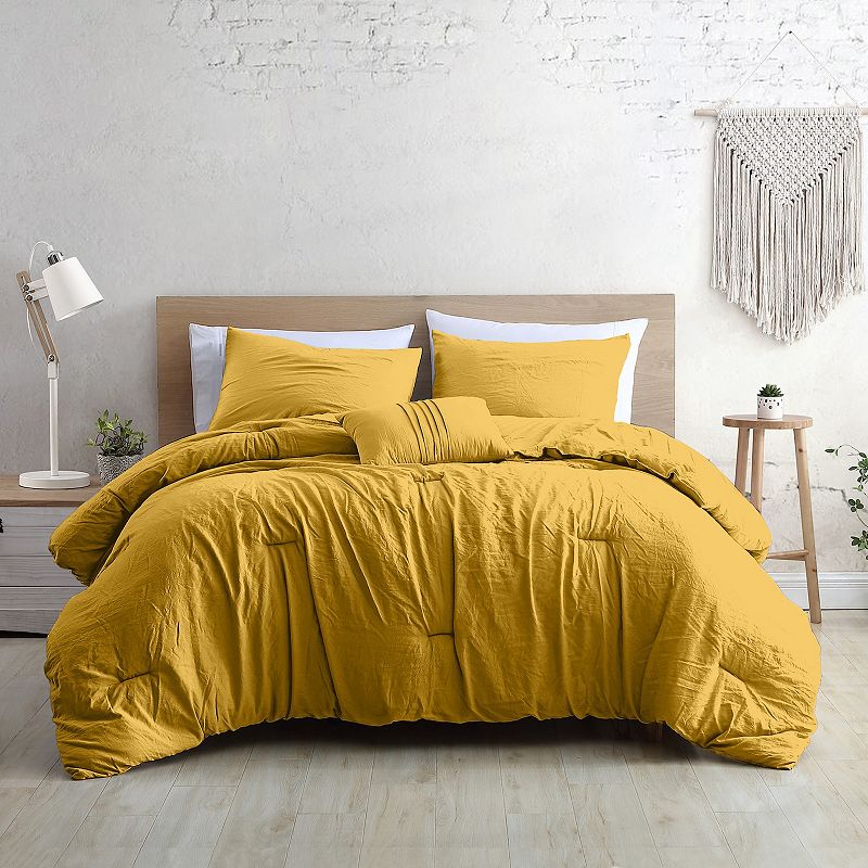 Modern Threads Beck 4-Piece Garment Washed Adult Comforter Set  Gold  King