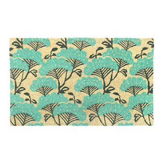 RugSmith Machine Tufted Blue Floral Coir Doormat