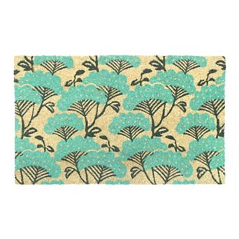 RugSmith Machine Tufted Blue Floral Coir Doormat