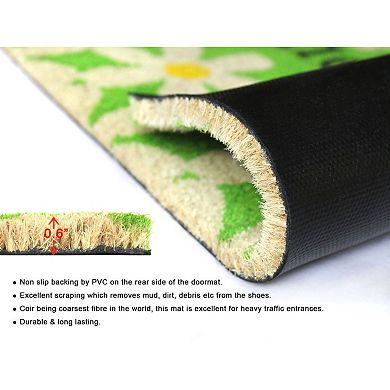 RugSmith Machine Tufted Daisy Coir Doormat