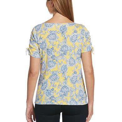 Women's Rafaella Print Ruched-Sleeve Tee