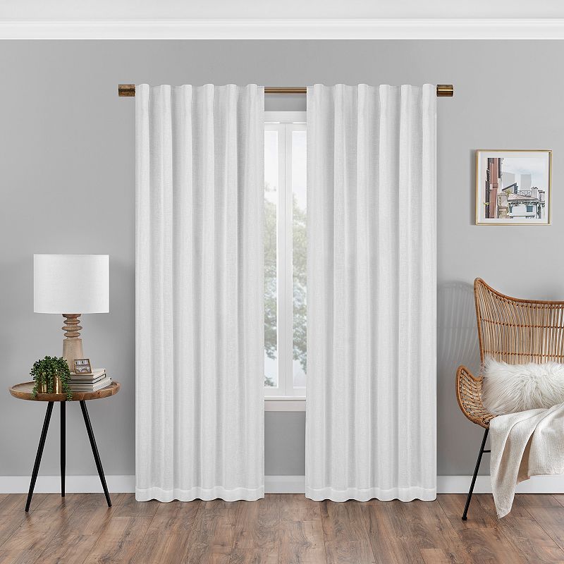 Eclipse Nora Solid Absolute Zero 100% Blackout Rod Pocket Single Window Curtain Panel  White  50 x 84