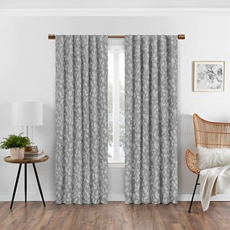 eclipse Absolute Zero Nora Botanical Print 100% Blackout 1-Panel Window Curtain